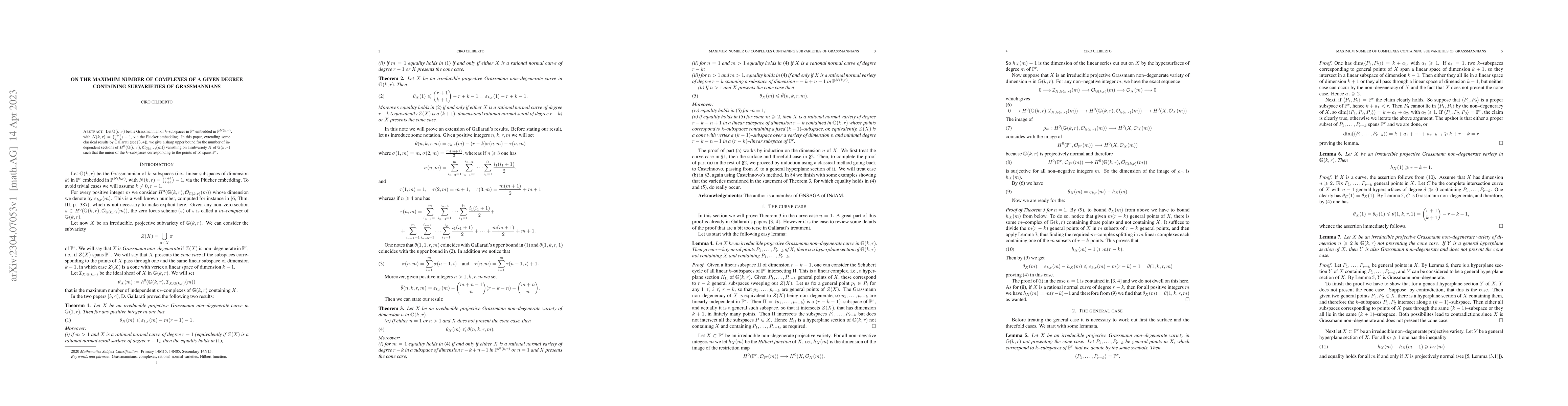 Thumbnail for On the maximum number of complexes of a given degree containing
  subvarieties of Grassmannians