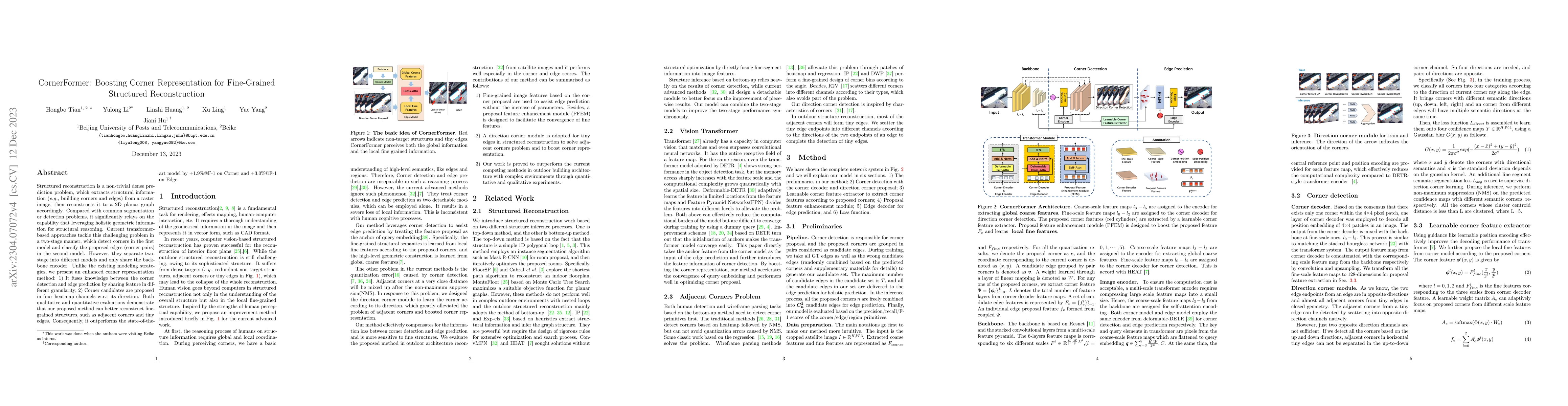 Thumbnail for CornerFormer: Boosting Corner Representation for Fine-Grained Structured
  Reconstruction