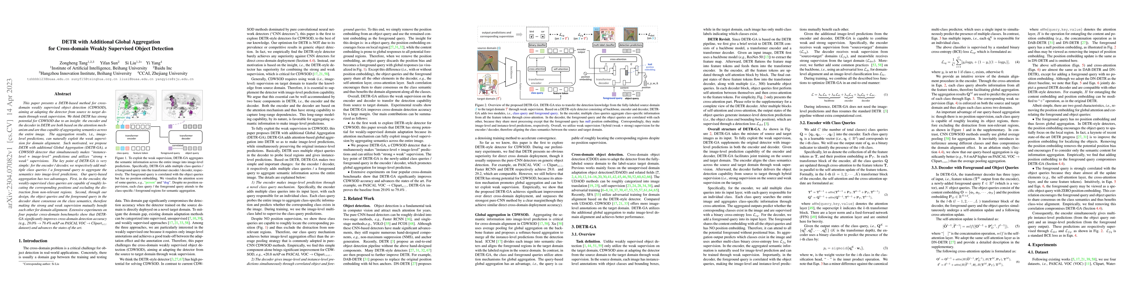 Thumbnail for DETR with Additional Global Aggregation for Cross-domain Weakly
  Supervised Object Detection