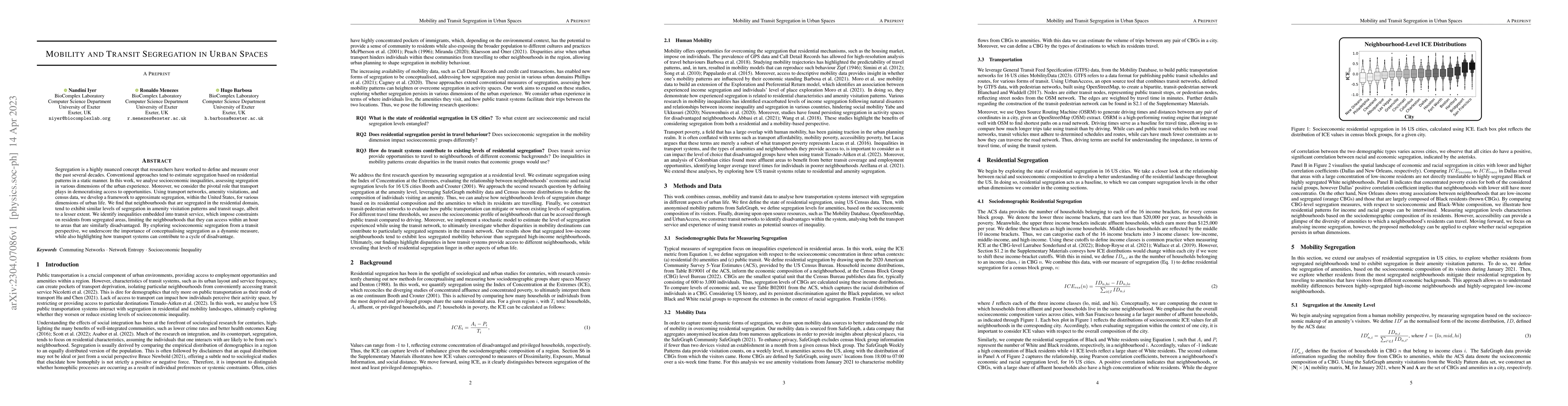 Thumbnail for Mobility and Transit Segregation in Urban Spaces