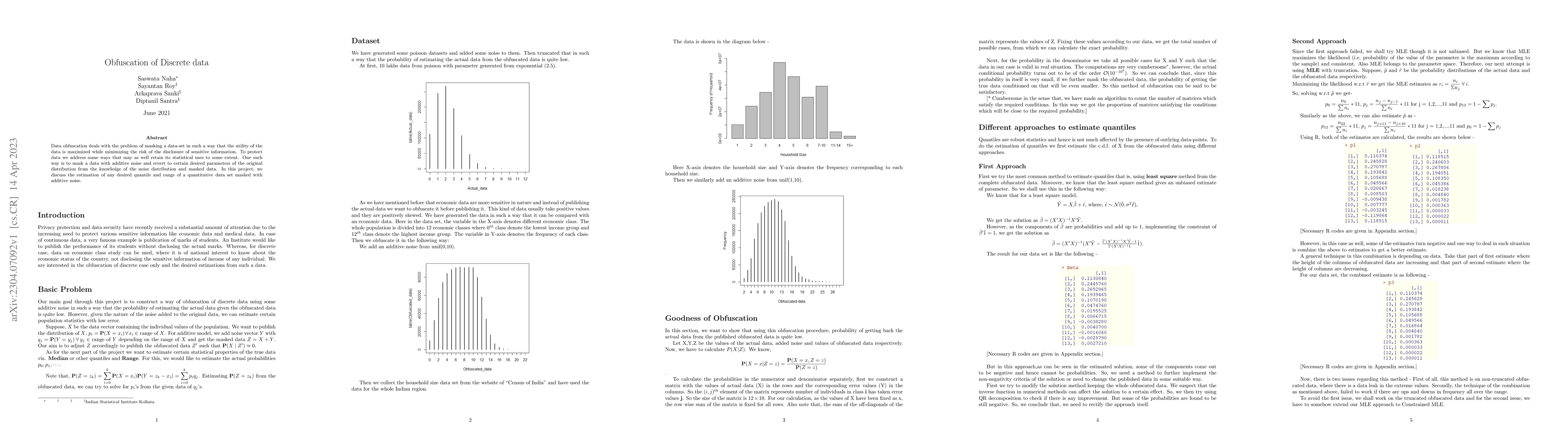 Thumbnail for Obfuscation of Discrete Data
