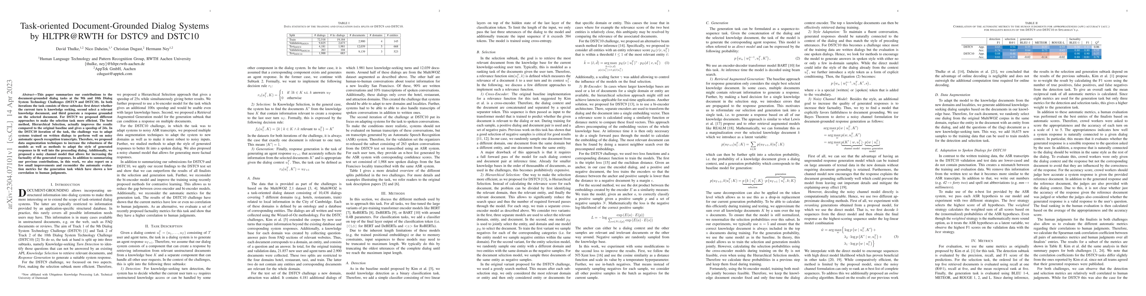 Thumbnail for Task-oriented Document-Grounded Dialog Systems by HLTPR@RWTH for DSTC9
  and DSTC10