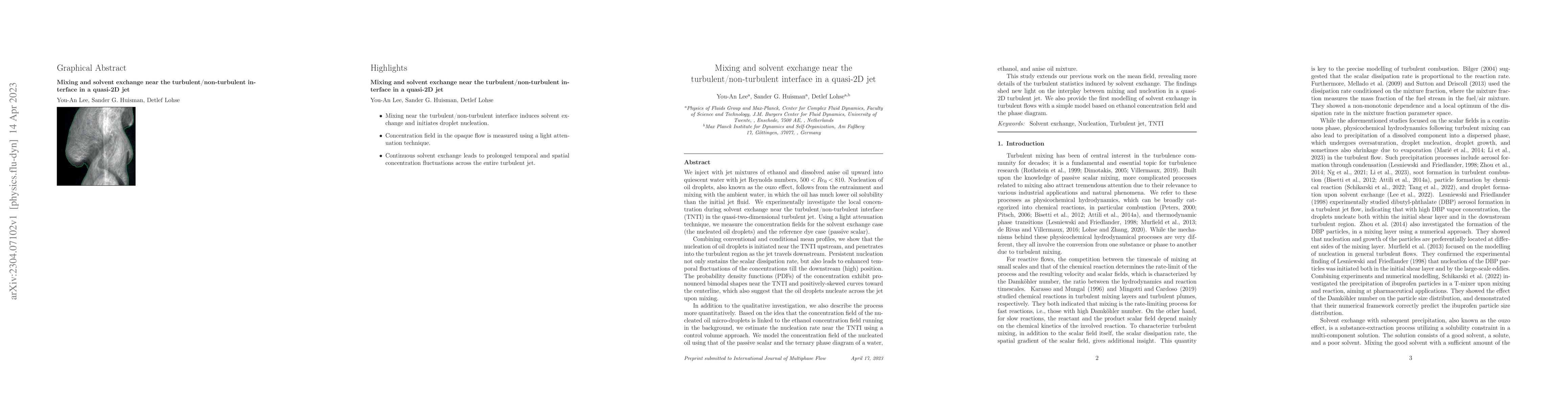 Thumbnail for Mixing and solvent exchange near the turbulent/non-turbulent interface
  in a quasi-2D jet
