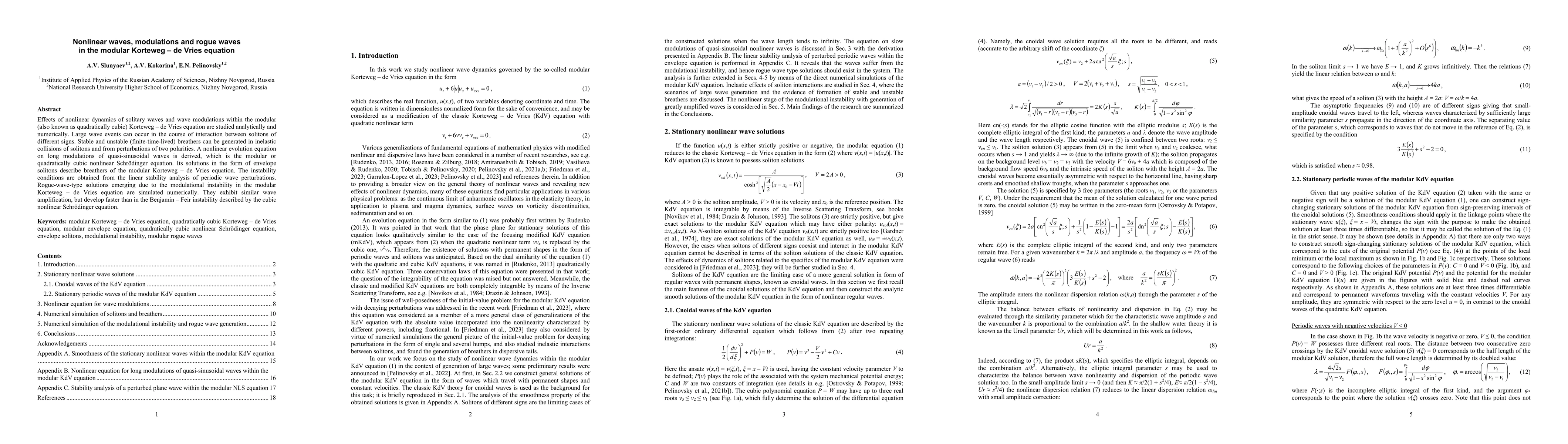 Thumbnail for Nonlinear waves, modulations and rogue waves in the modular Korteweg-de
  Vries equation
