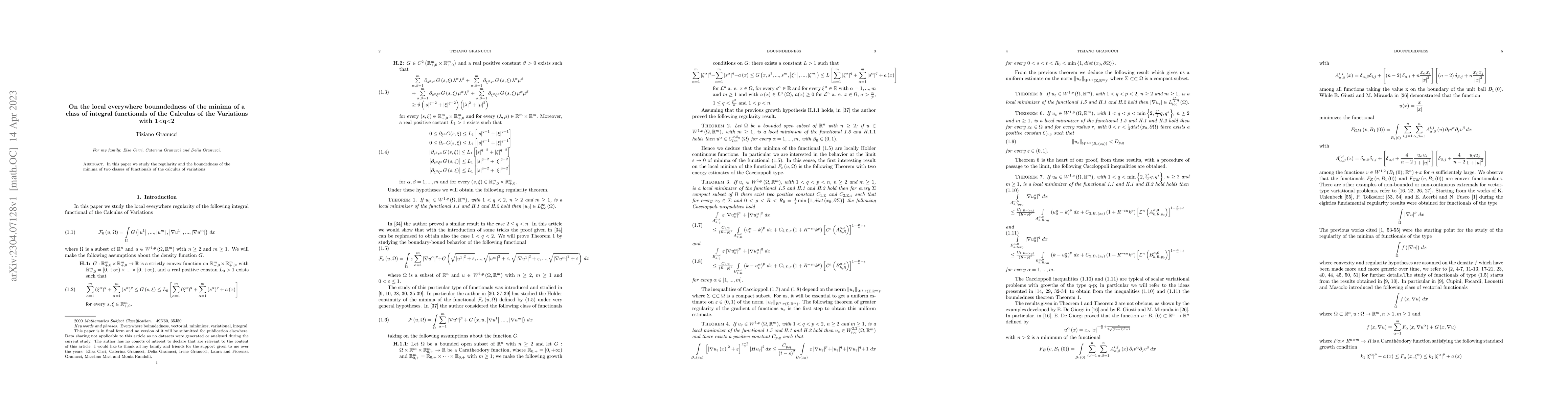 Thumbnail for On the local everywhere bounndedness of the minima of a class of
  integral functionals of the Calculus of the Variations with 1<q<2