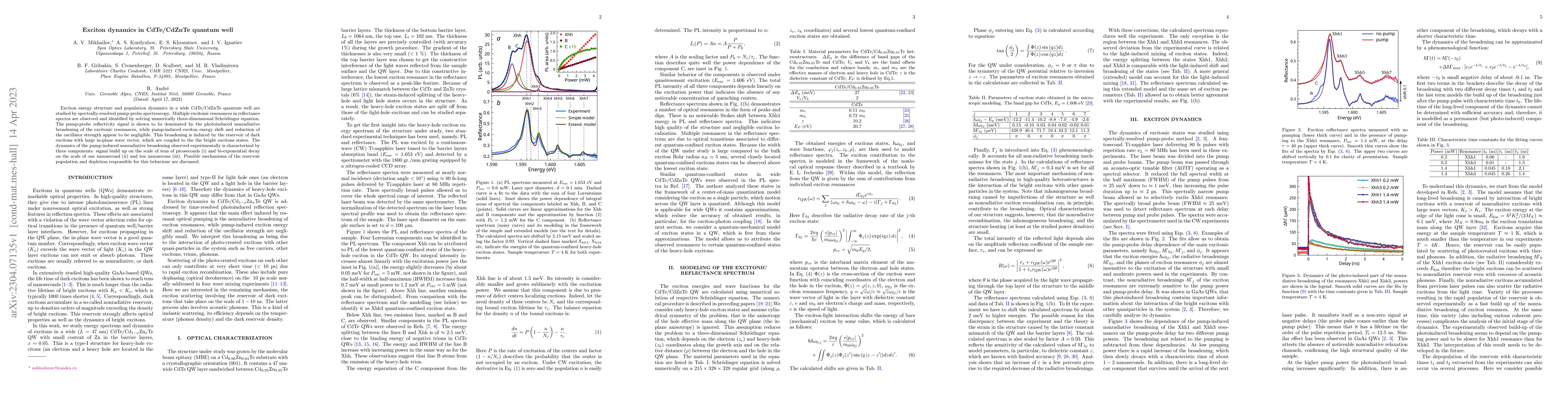 Thumbnail for Exciton dynamics in CdTe/CdZnTe quantum well