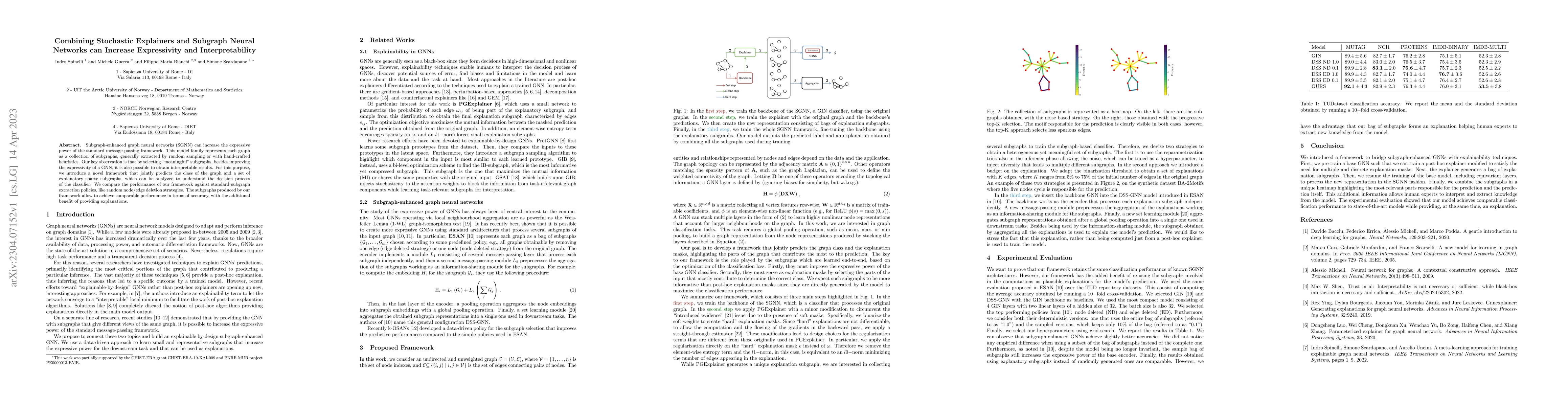 Thumbnail for Combining Stochastic Explainers and Subgraph Neural Networks can
  Increase Expressivity and Interpretability