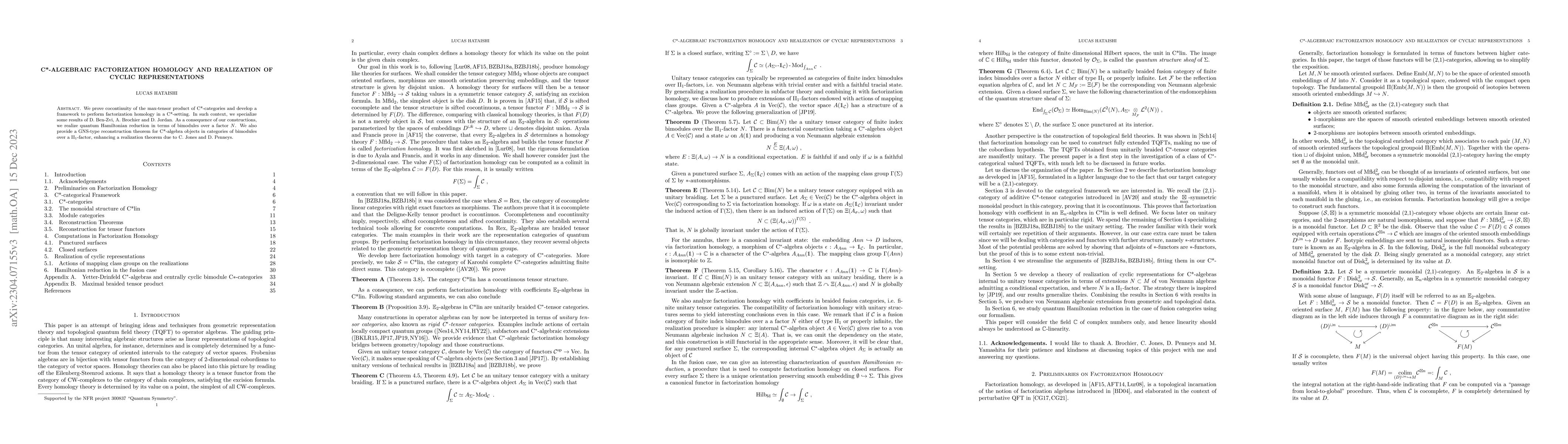 Thumbnail for C*-Algebraic Factorization Homology and Realization of Cyclic
  Representations
