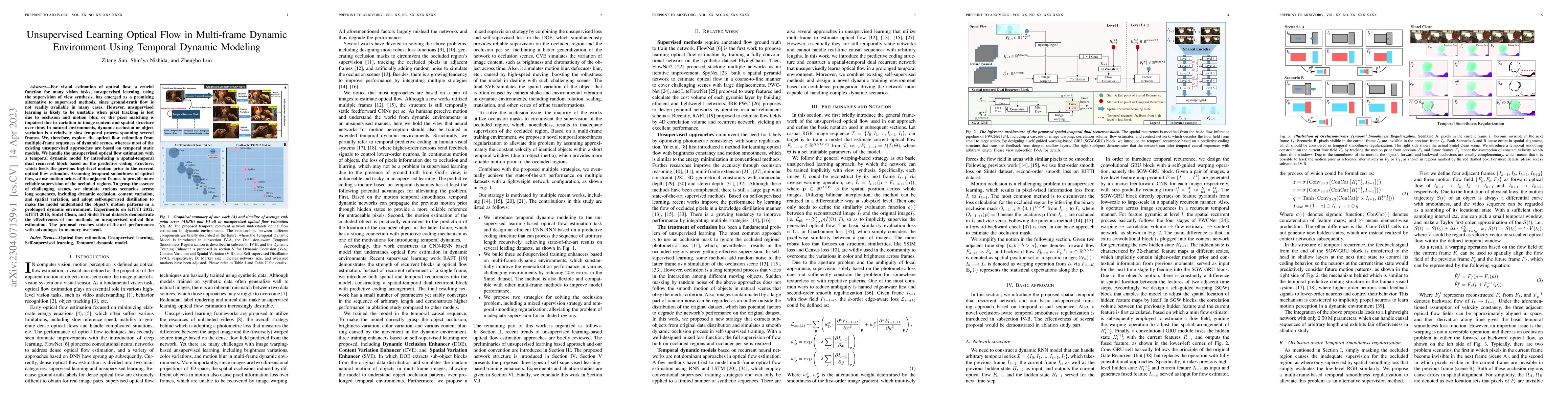 Thumbnail for Unsupervised Learning Optical Flow in Multi-frame Dynamic Environment
  Using Temporal Dynamic Modeling