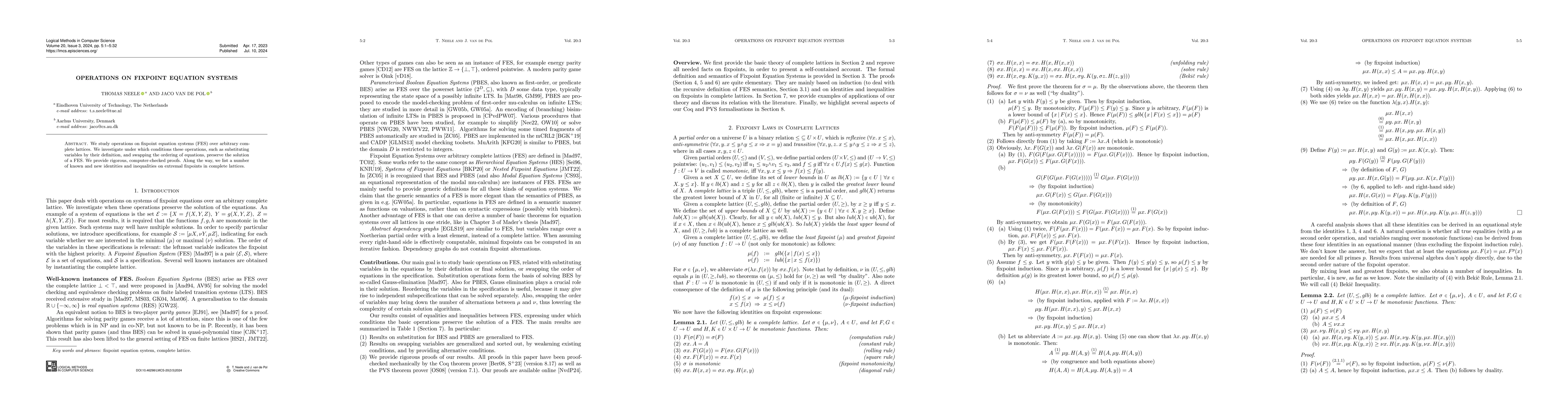 Thumbnail for Operations on Fixpoint Equation Systems
