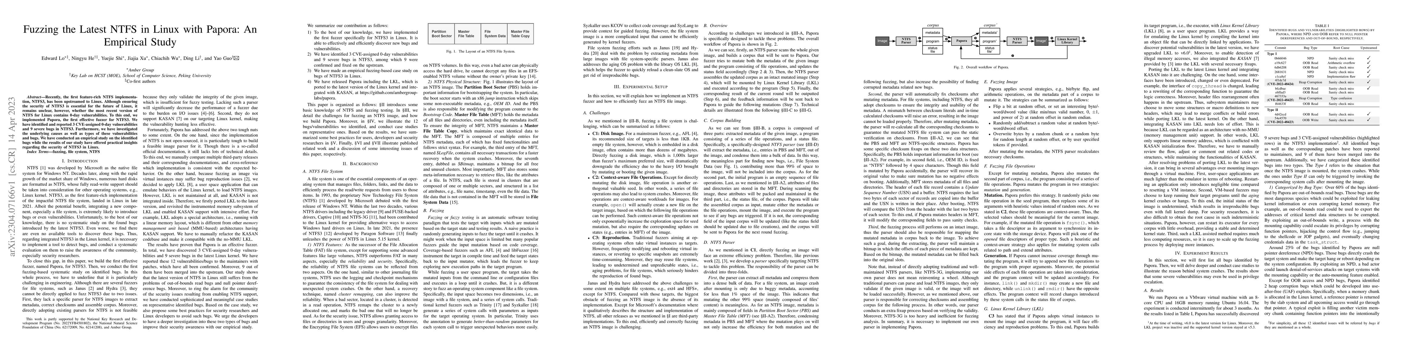 Thumbnail for Fuzzing the Latest NTFS in Linux with Papora: An Empirical Study