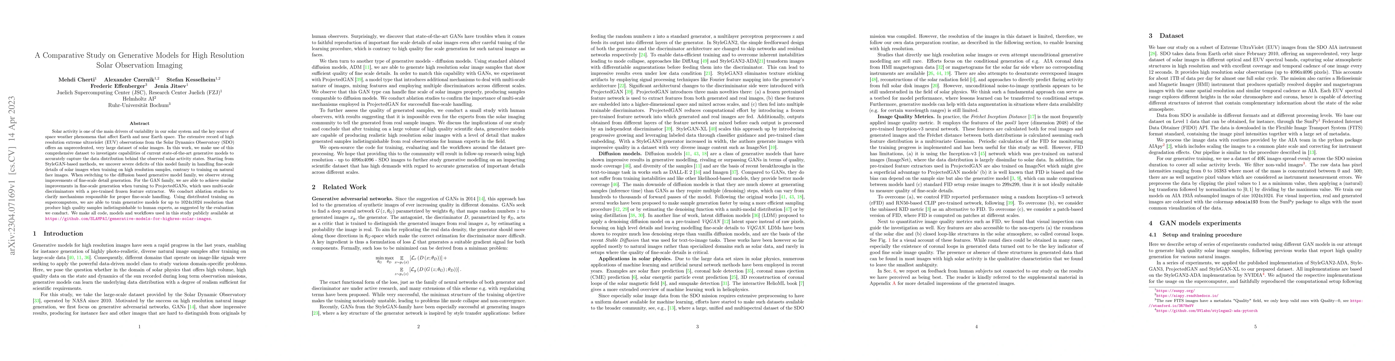 Thumbnail for A Comparative Study on Generative Models for High Resolution Solar
  Observation Imaging