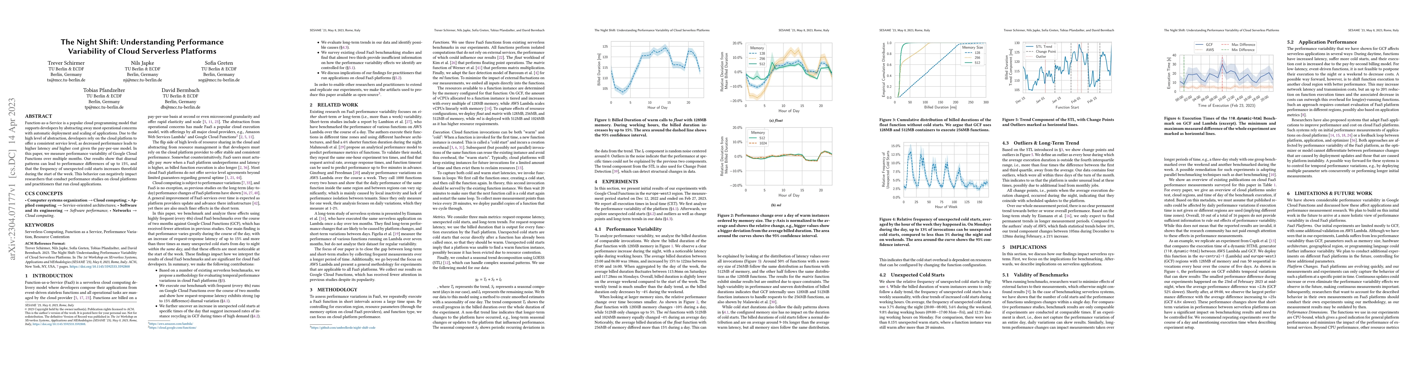 Thumbnail for The Night Shift: Understanding Performance Variability of Cloud
  Serverless Platforms