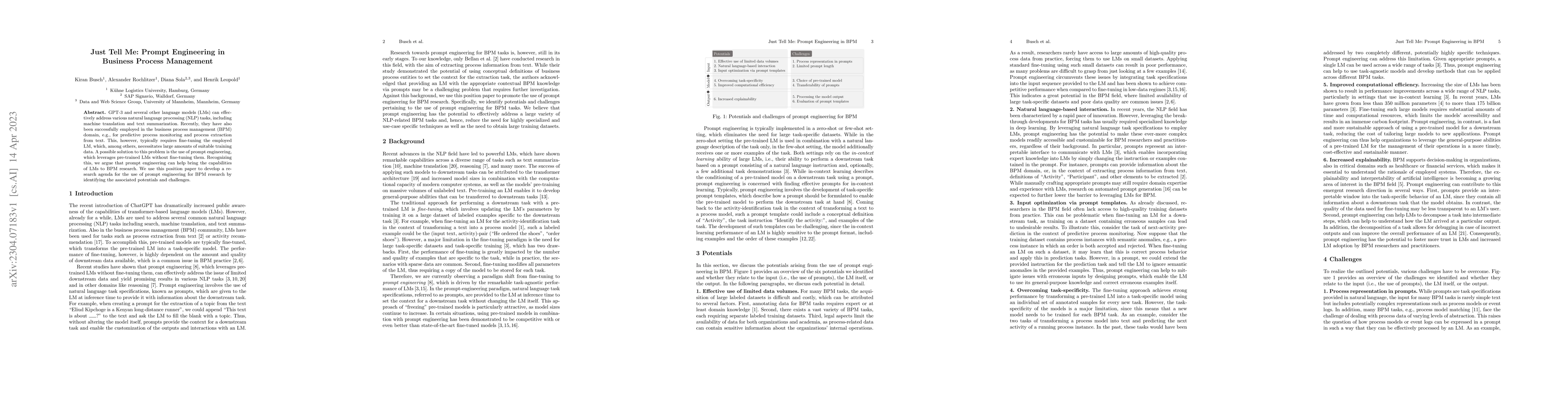 Thumbnail for Just Tell Me: Prompt Engineering in Business Process Management