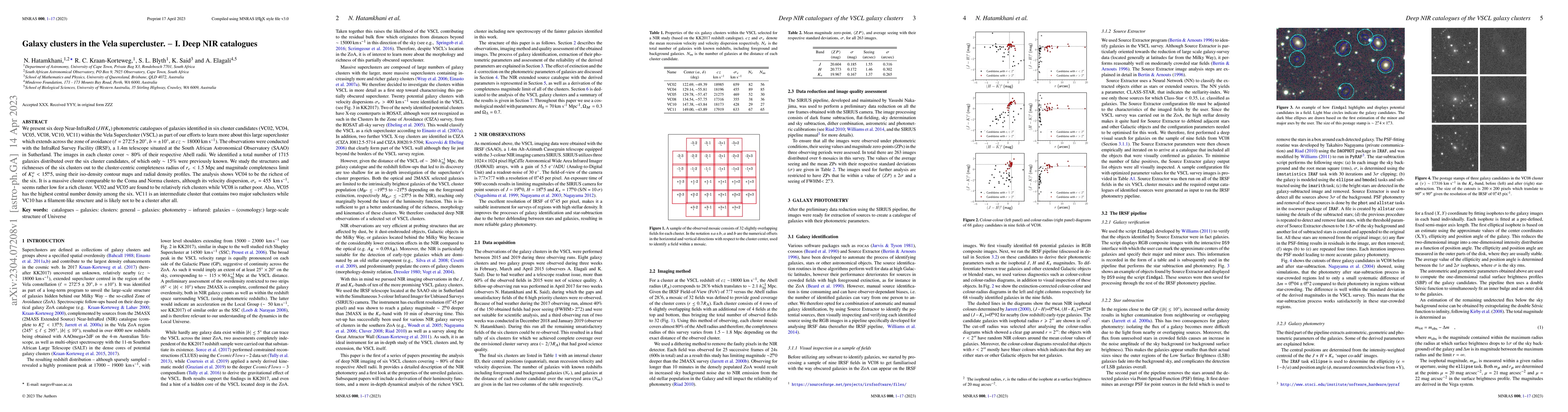 Thumbnail for Galaxy clusters in the Vela supercluster. -- I. Deep NIR catalogues