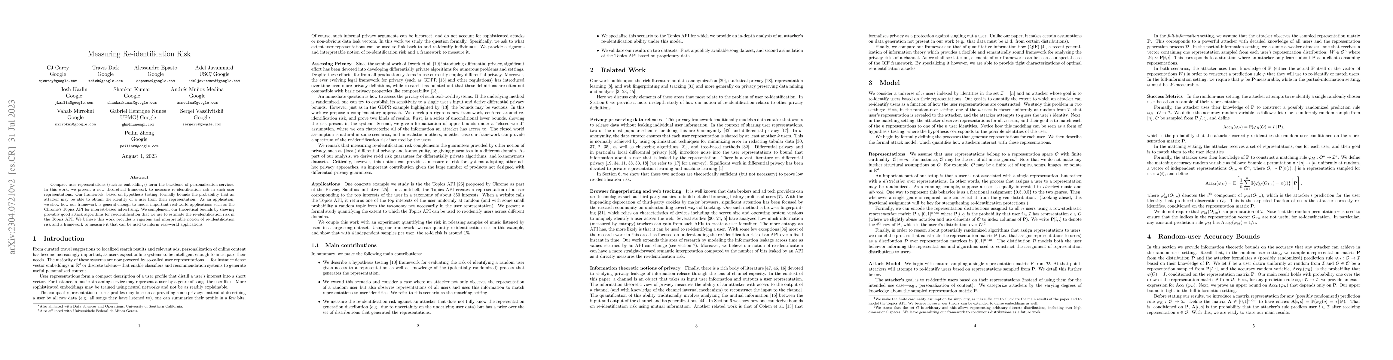 Thumbnail for Measuring Re-identification Risk