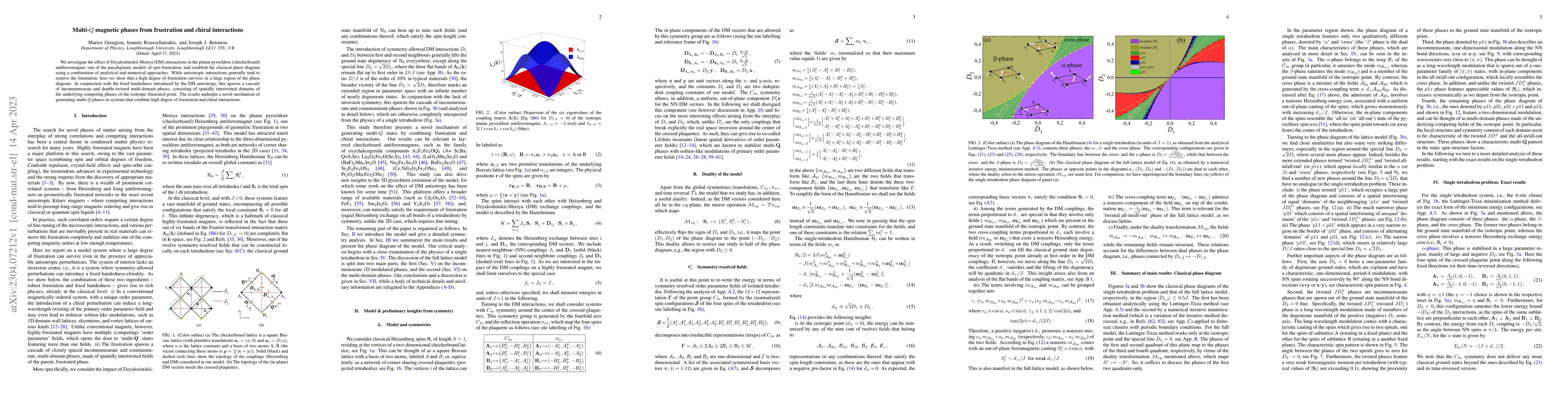 Thumbnail for Multi-$Q$ magnetic phases from frustration and chiral interactions