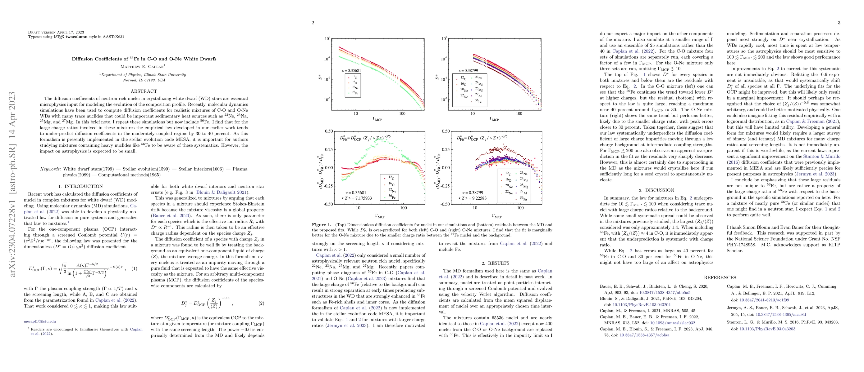 Thumbnail for Diffusion Coefficients of $^{56}$Fe in C-O and O-Ne White Dwarfs