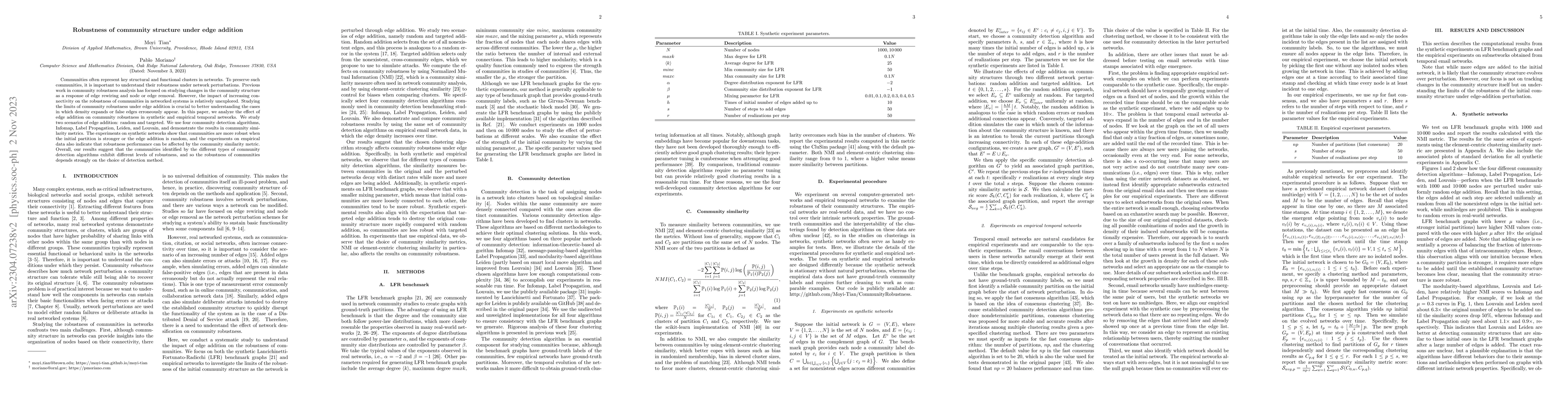Thumbnail for Robustness of community structure under edge addition
