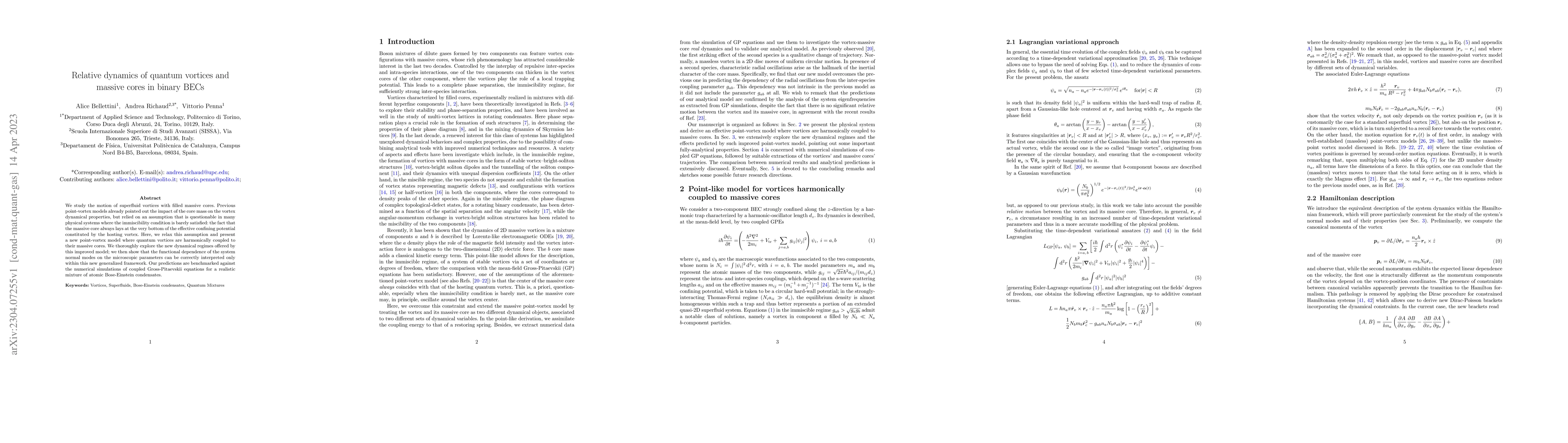 Thumbnail for Relative dynamics of quantum vortices and massive cores in binary BECs