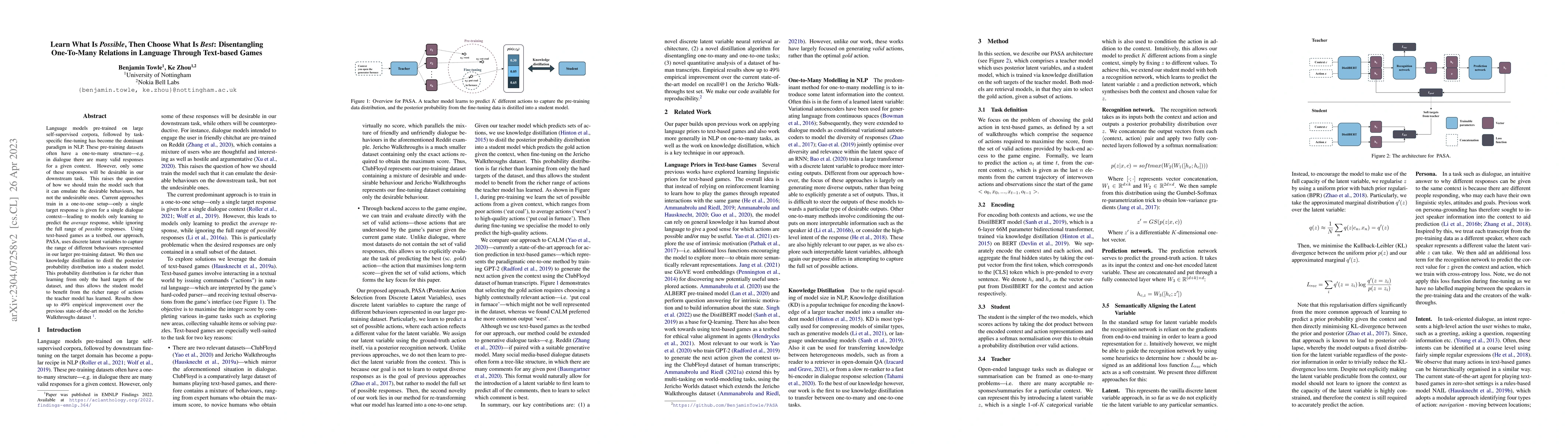 Thumbnail for Learn What Is Possible, Then Choose What Is Best: Disentangling
  One-To-Many Relations in Language Through Text-based Games