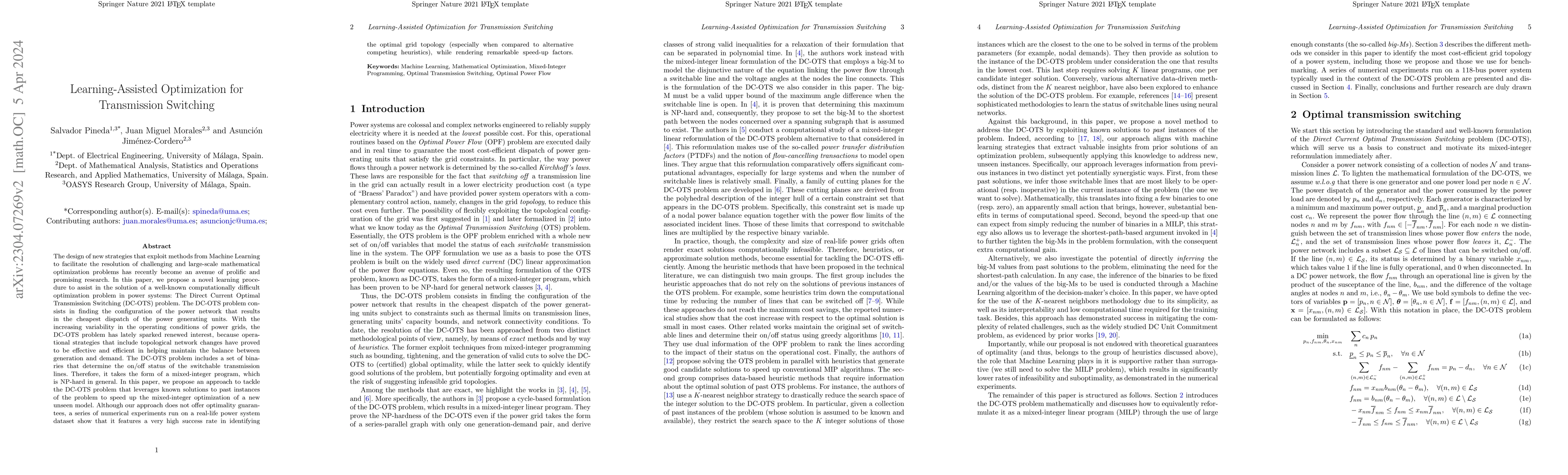 Thumbnail for Learning-Assisted Optimization for Transmission Switching