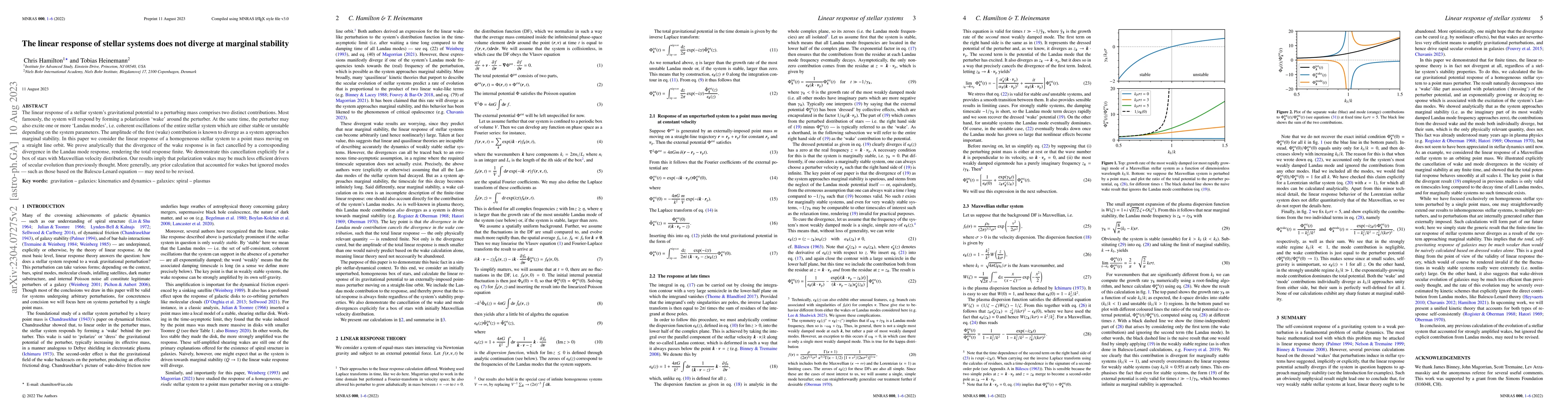 Thumbnail for The linear response of stellar systems does not diverge at marginal
  stability