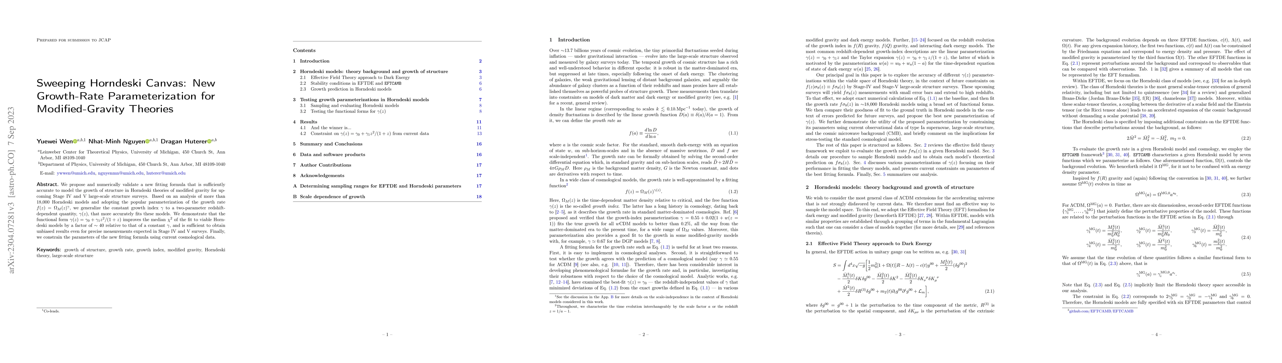 Thumbnail for Sweeping Horndeski Canvas: New Growth-Rate Parameterization for
  Modified-Gravity Theories
