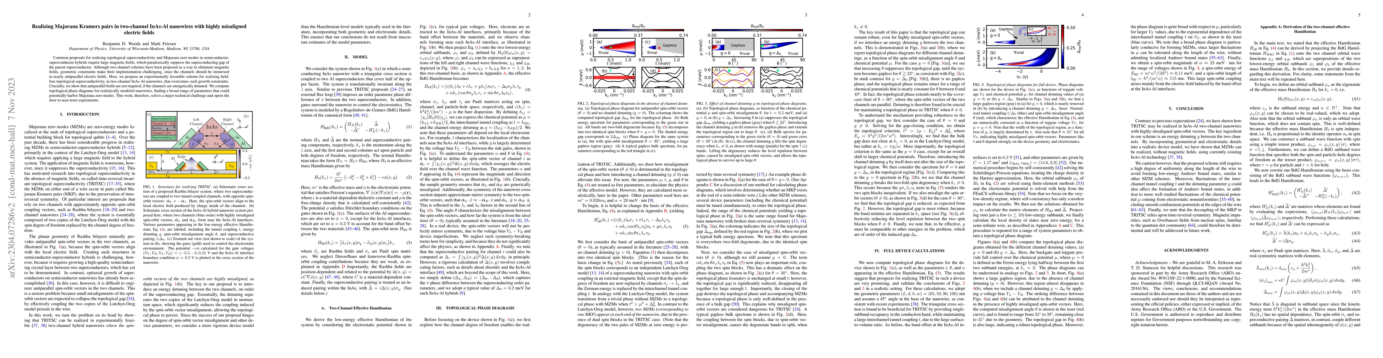 Thumbnail for Realizing Majorana Kramers pairs in two-channel InAs-Al nanowires with
  highly misaligned electric fields