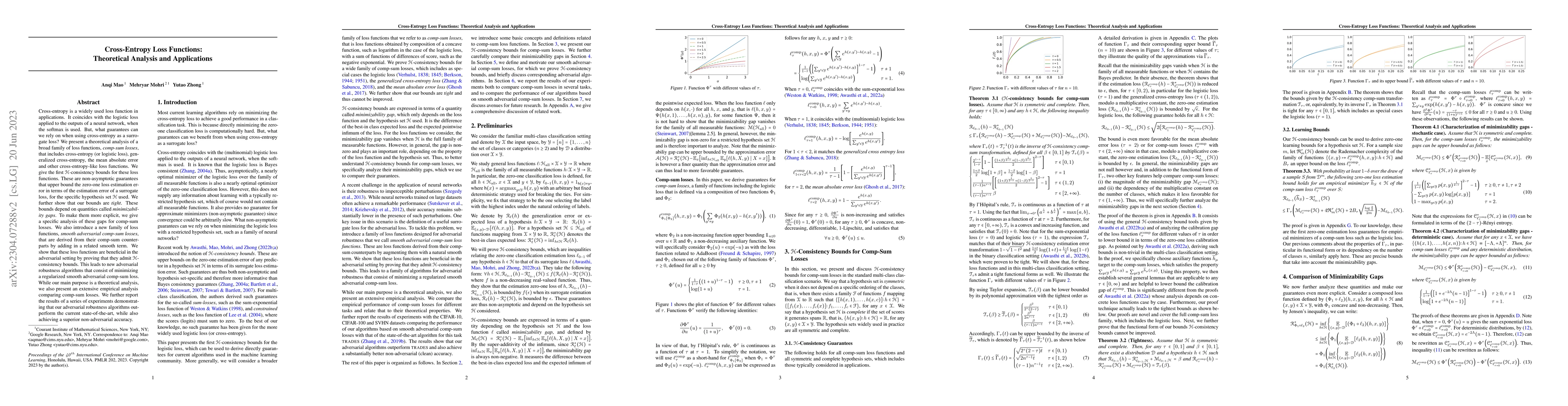 Thumbnail for Cross-Entropy Loss Functions: Theoretical Analysis and Applications