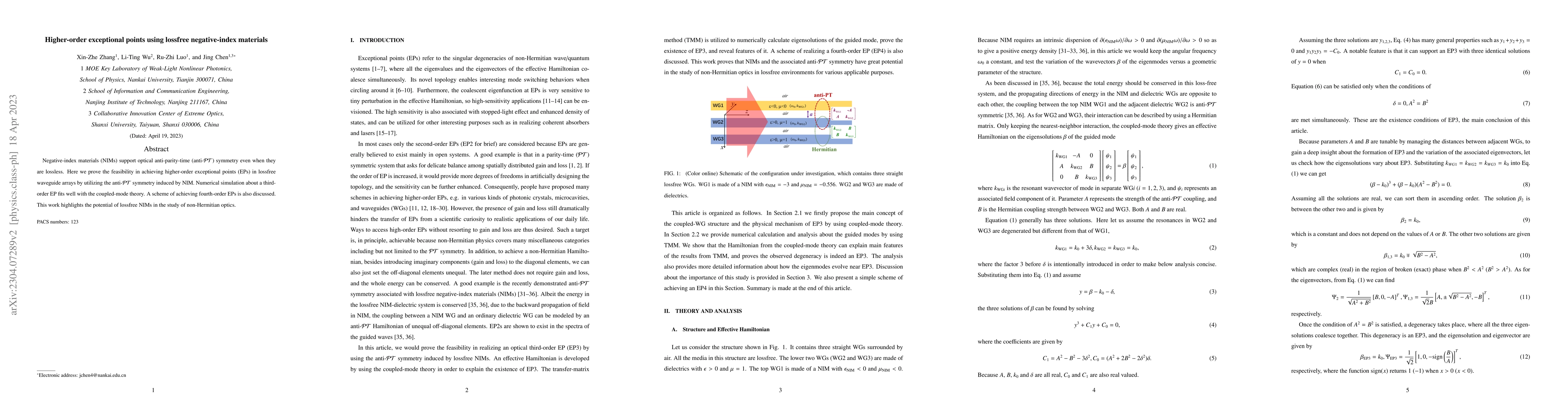 Thumbnail for Higher-order exceptional points in loss-free waveguide arrays with
  negative-index materials