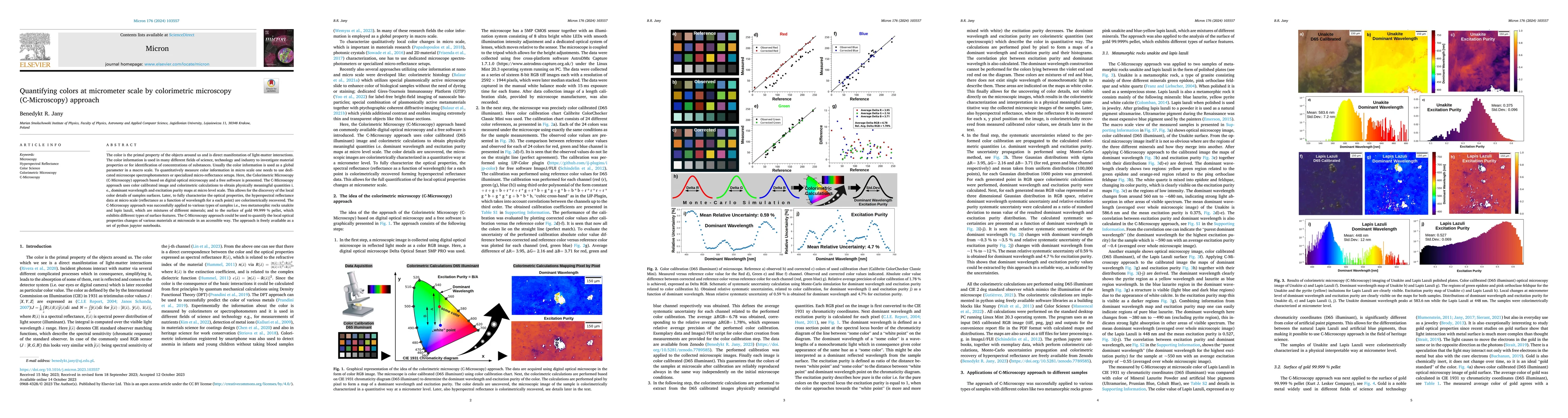 Thumbnail for Quantifying colors at micrometer scale by colorimetric microscopy
  (C-Microscopy) approach