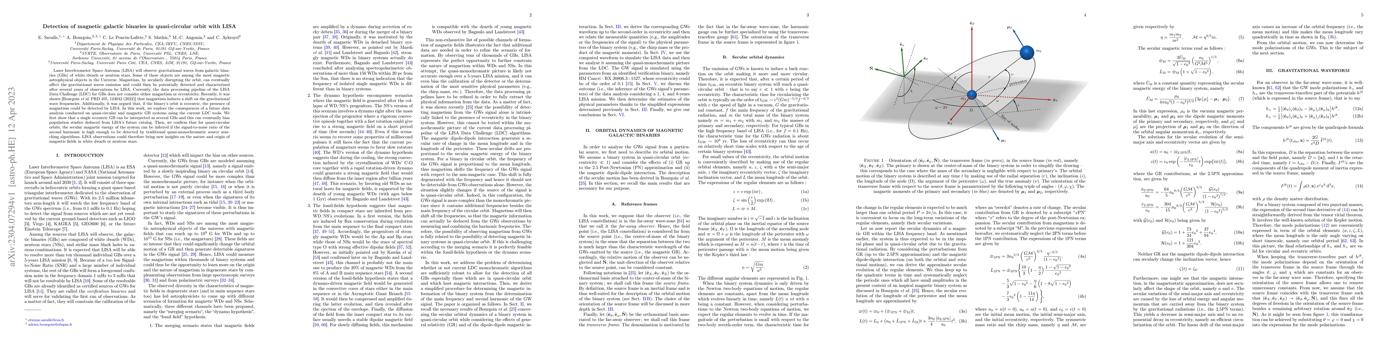 Thumbnail for Detection of magnetic galactic binaries in quasi-circular orbit with
  LISA