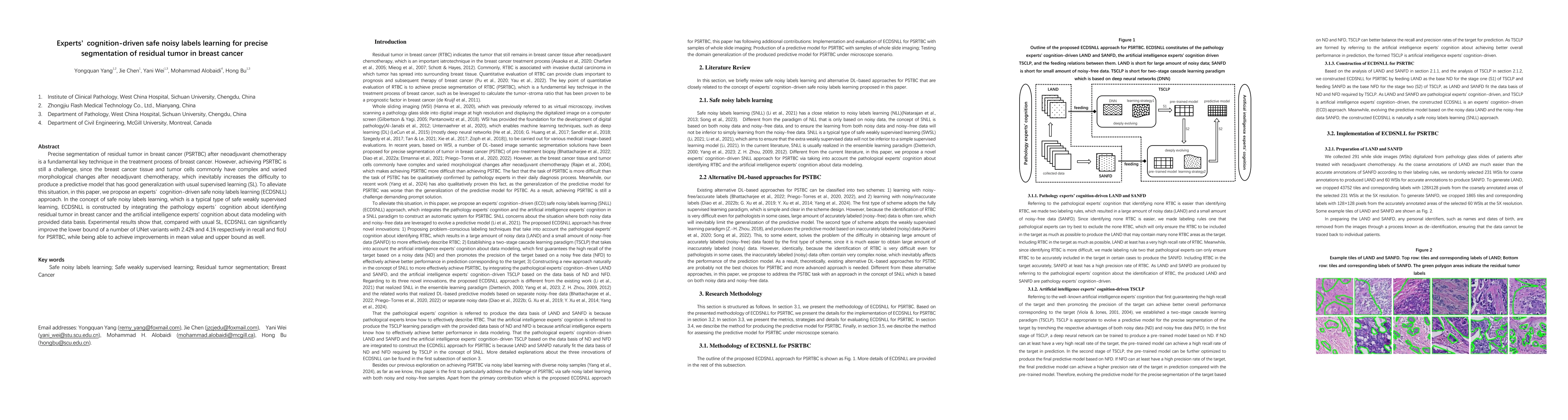 Thumbnail for Experts' cognition-driven safe noisy labels learning for precise
  segmentation of residual tumor in breast cancer