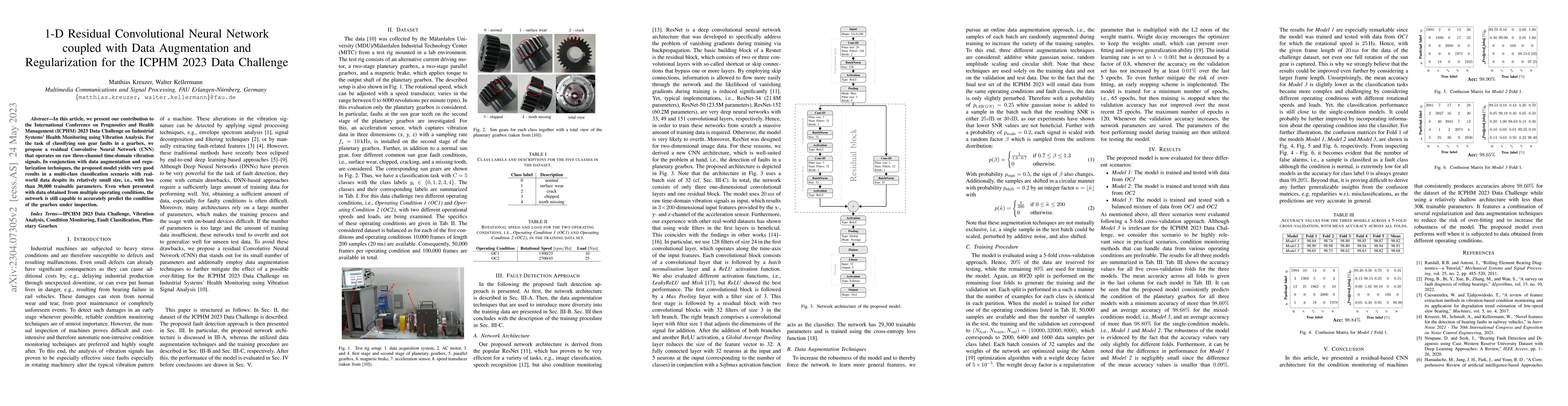Thumbnail for 1-D Residual Convolutional Neural Network coupled with Data Augmentation
  and Regularization for the ICPHM 2023 Data Challenge