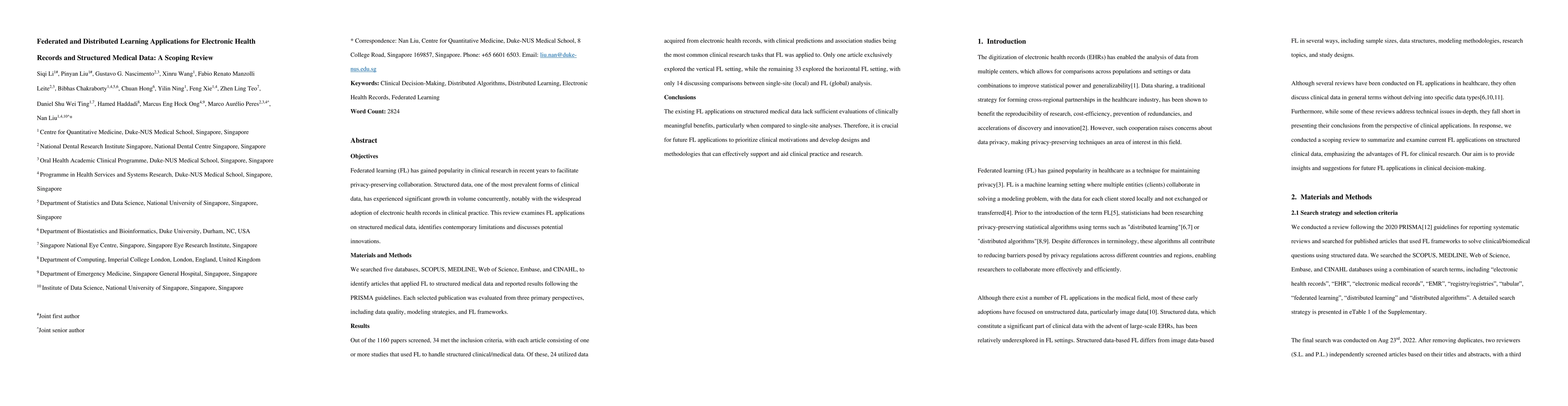 Thumbnail for Federated and distributed learning applications for electronic health
  records and structured medical data: A scoping review