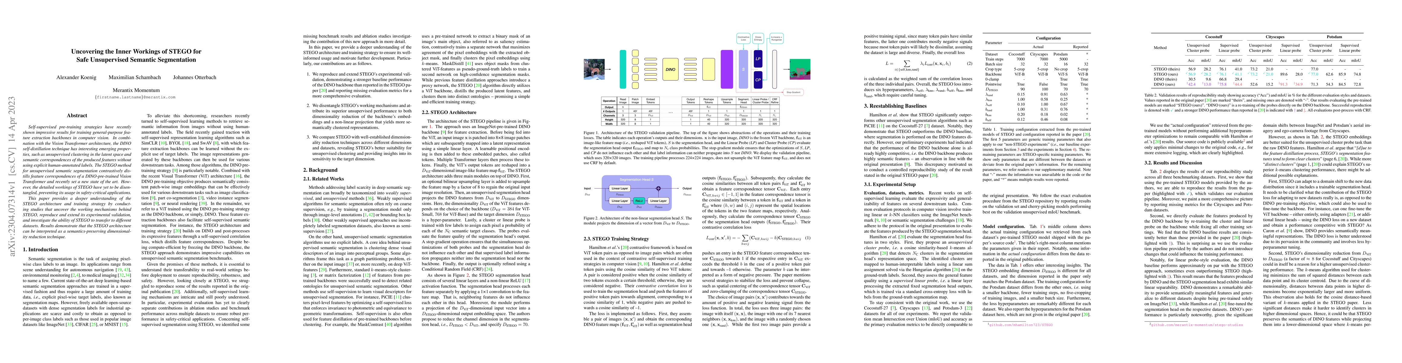 Thumbnail for Uncovering the Inner Workings of STEGO for Safe Unsupervised Semantic
  Segmentation