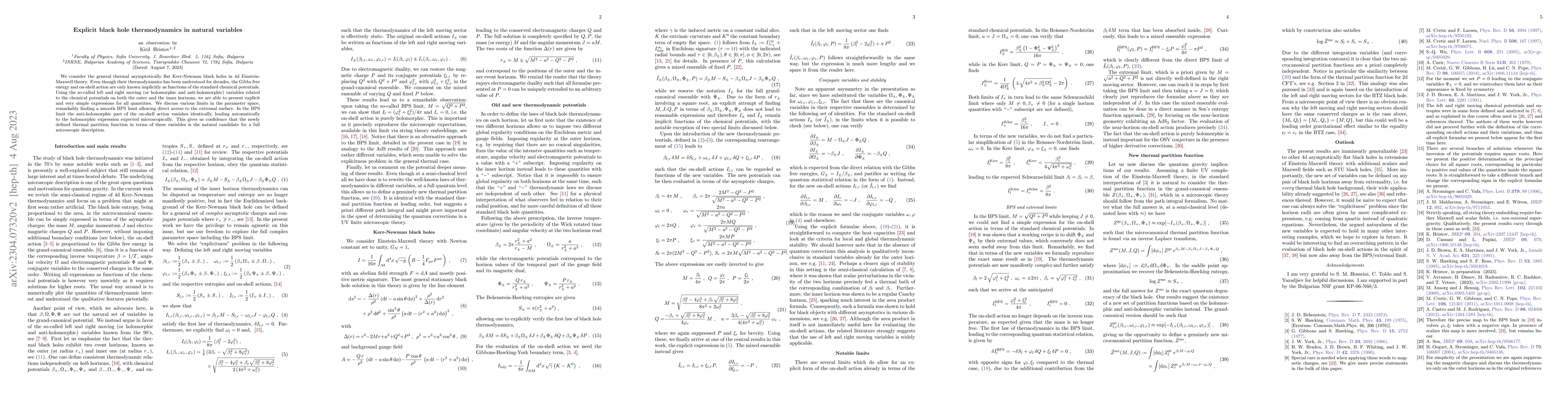Thumbnail for Explicit black hole thermodynamics in natural variables