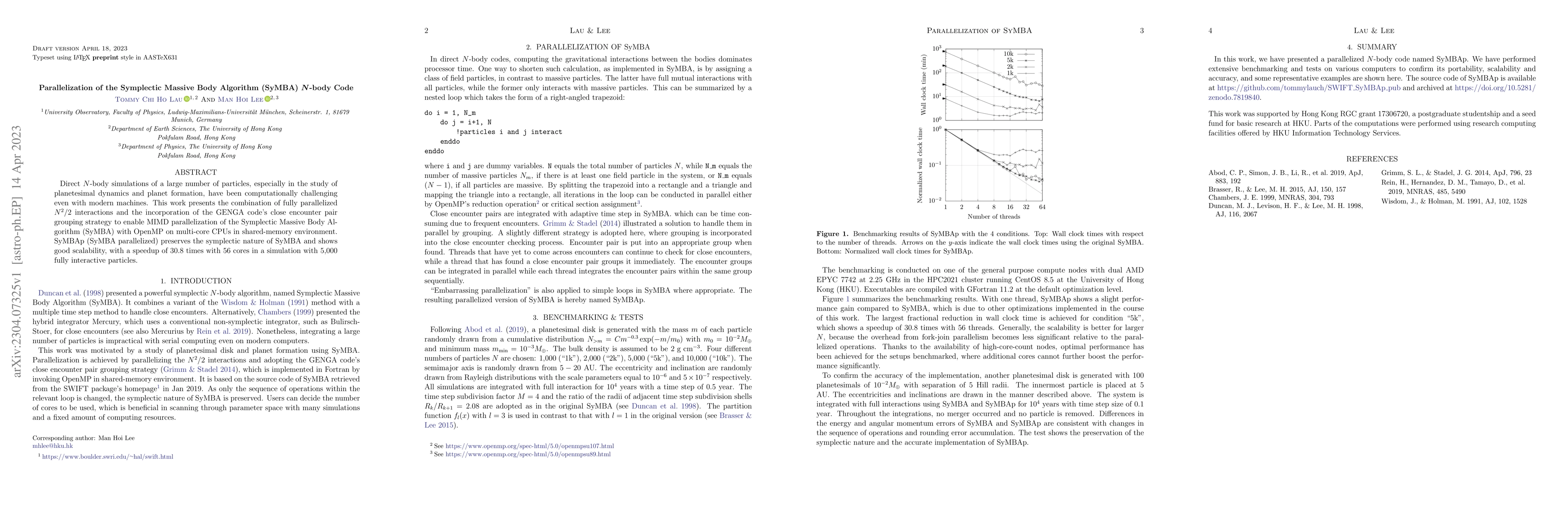 Thumbnail for Parallelization of the Symplectic Massive Body Algorithm (SyMBA)
  $N$-body Code