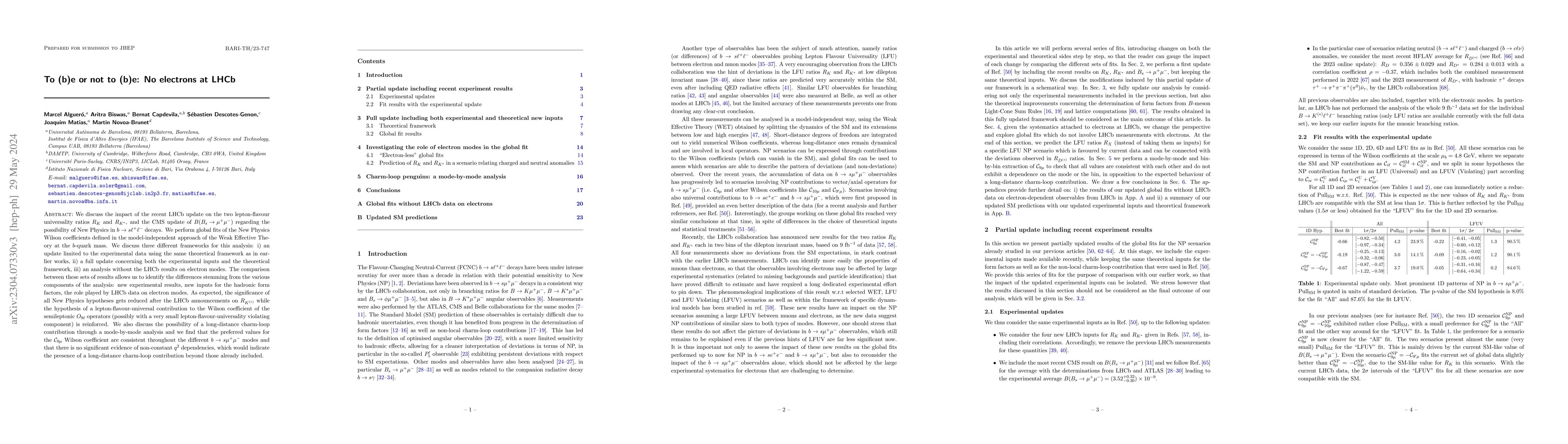 Thumbnail for To (b)e or not to (b)e: No electrons at LHCb
