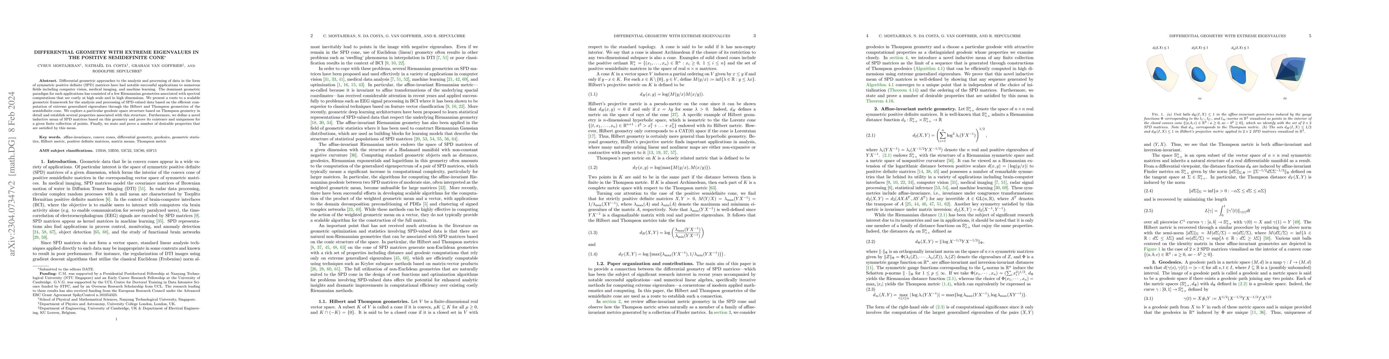 Thumbnail for Differential geometry with extreme eigenvalues in the positive
  semidefinite cone