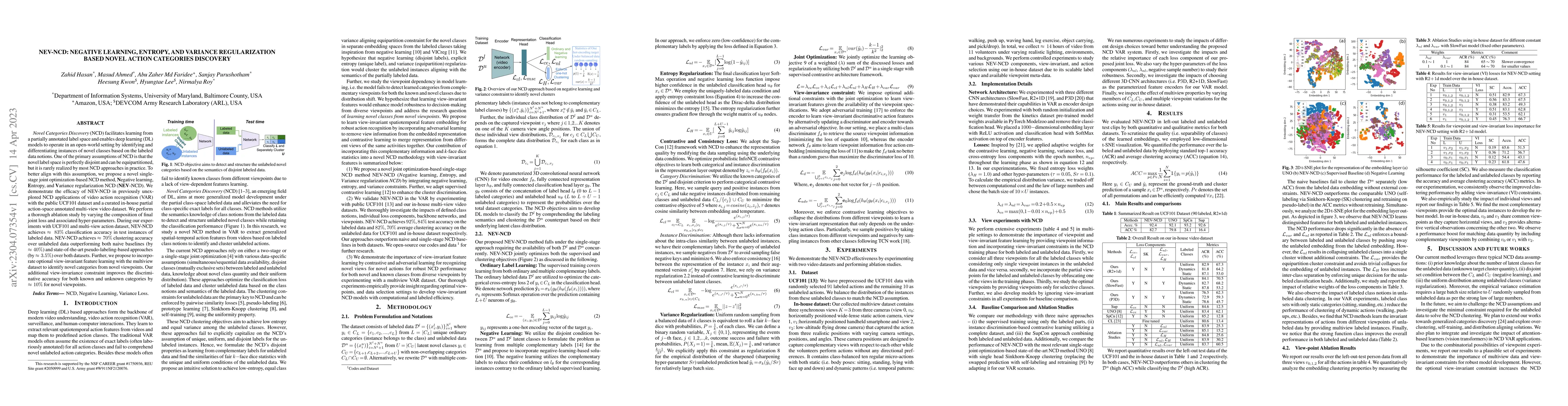 Thumbnail for NEV-NCD: Negative Learning, Entropy, and Variance regularization based
  novel action categories discovery