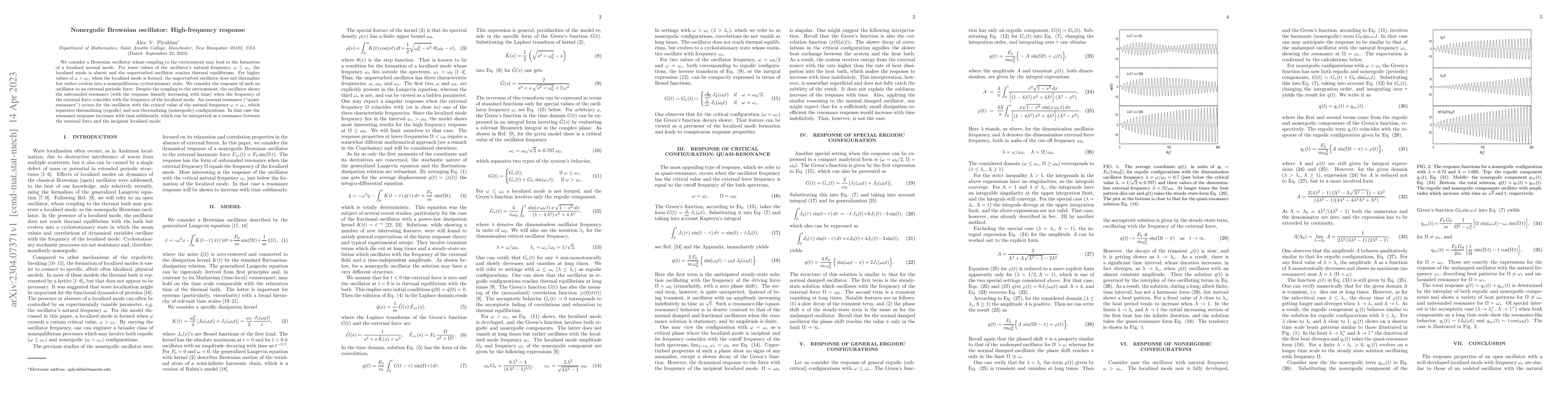 Thumbnail for Nonergodic Brownian oscillator: High-frequency response