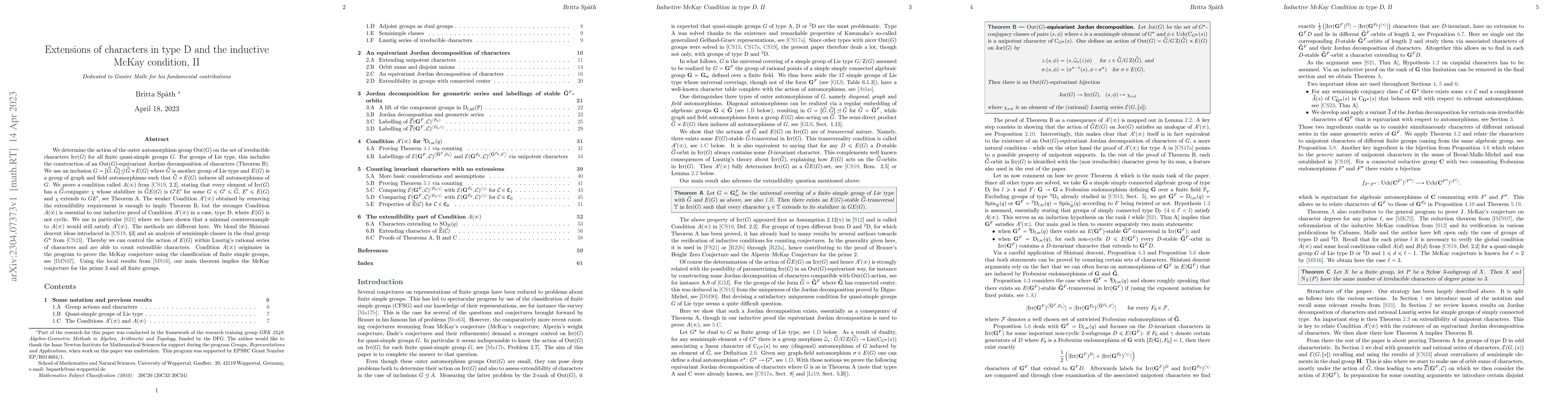 Thumbnail for Extensions of characters in type D and the inductive McKay condition, II