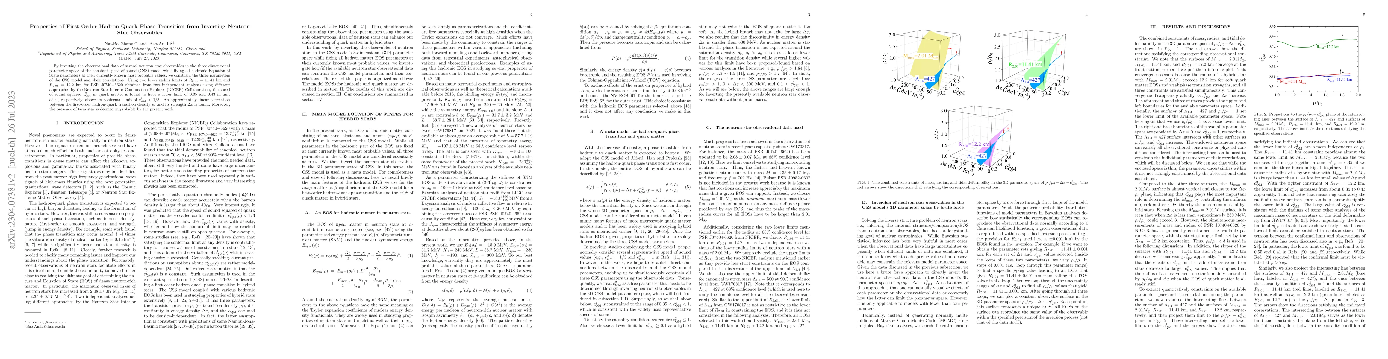 Thumbnail for Properties of First-Order Hadron-Quark Phase Transition from Inverting
  Neutron Star Observables
