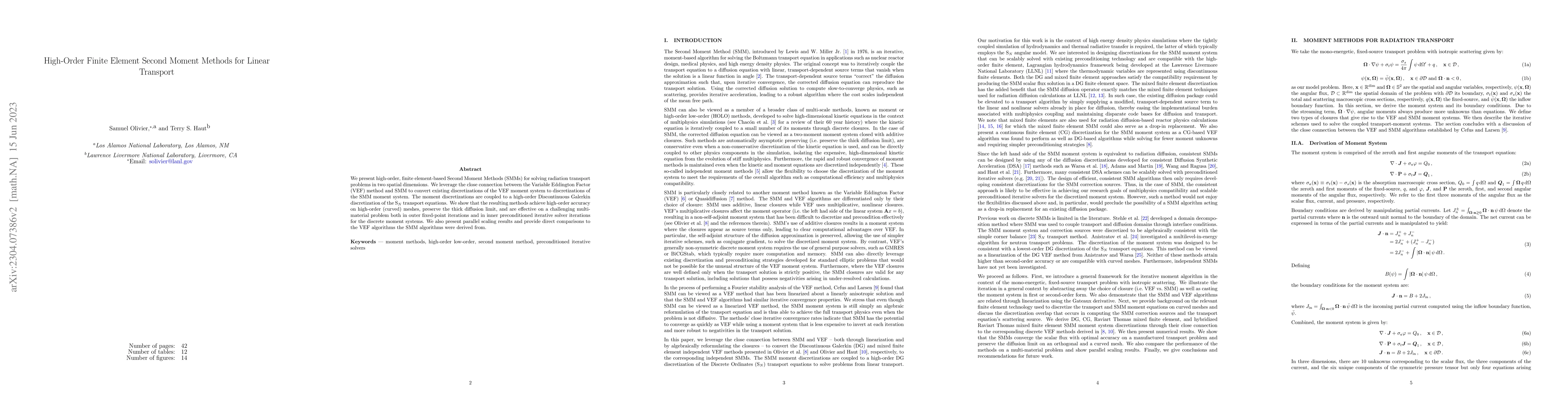 Thumbnail for High-Order Finite Element Second Moment Methods for Linear Transport