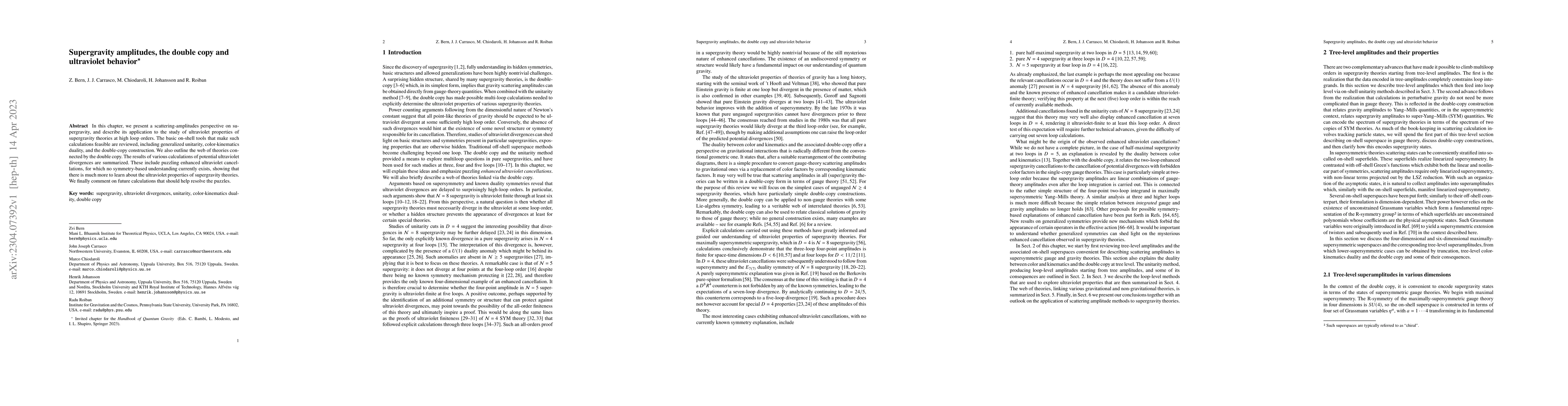 Thumbnail for Supergravity amplitudes, the double copy and ultraviolet behavior