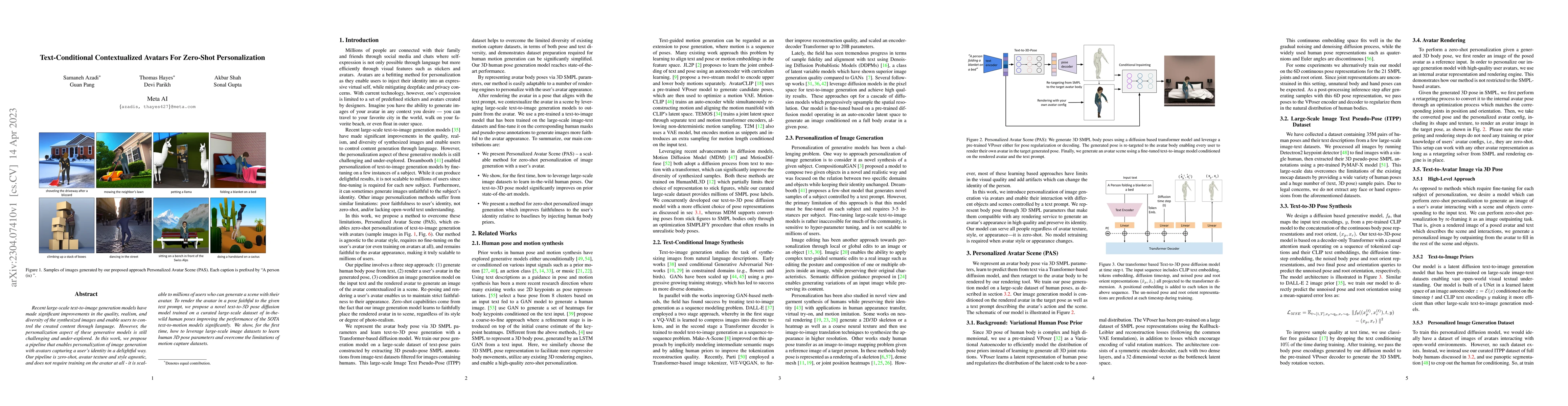 Thumbnail for Text-Conditional Contextualized Avatars For Zero-Shot Personalization