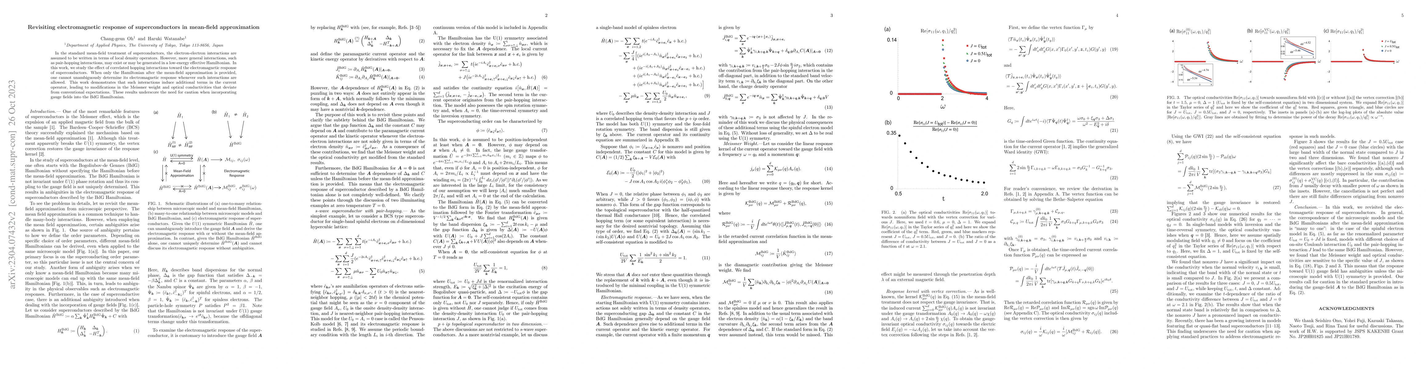 Thumbnail for Revisiting electromagnetic response of superconductors in mean-field
  approximation