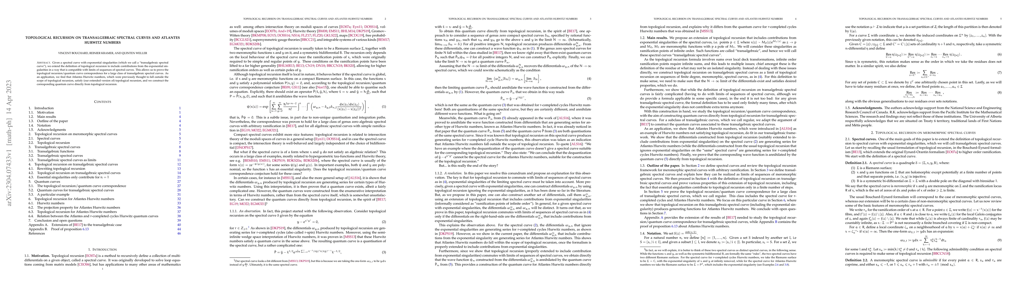 Thumbnail for Topological recursion on transalgebraic spectral curves and Atlantes
  Hurwitz numbers